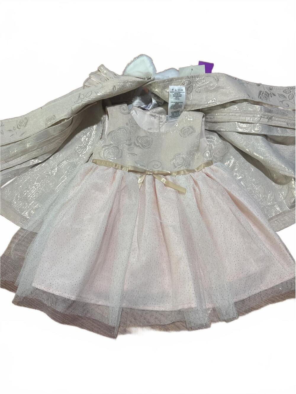 New Blueberi Elegant Infant Dress Coat outfit Set Floral Design Girls 12 months